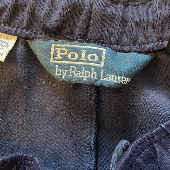 Ralph Lauren Navy Blue Jogger Pants with red stripes at bottom size medium - Picture 3 of 7